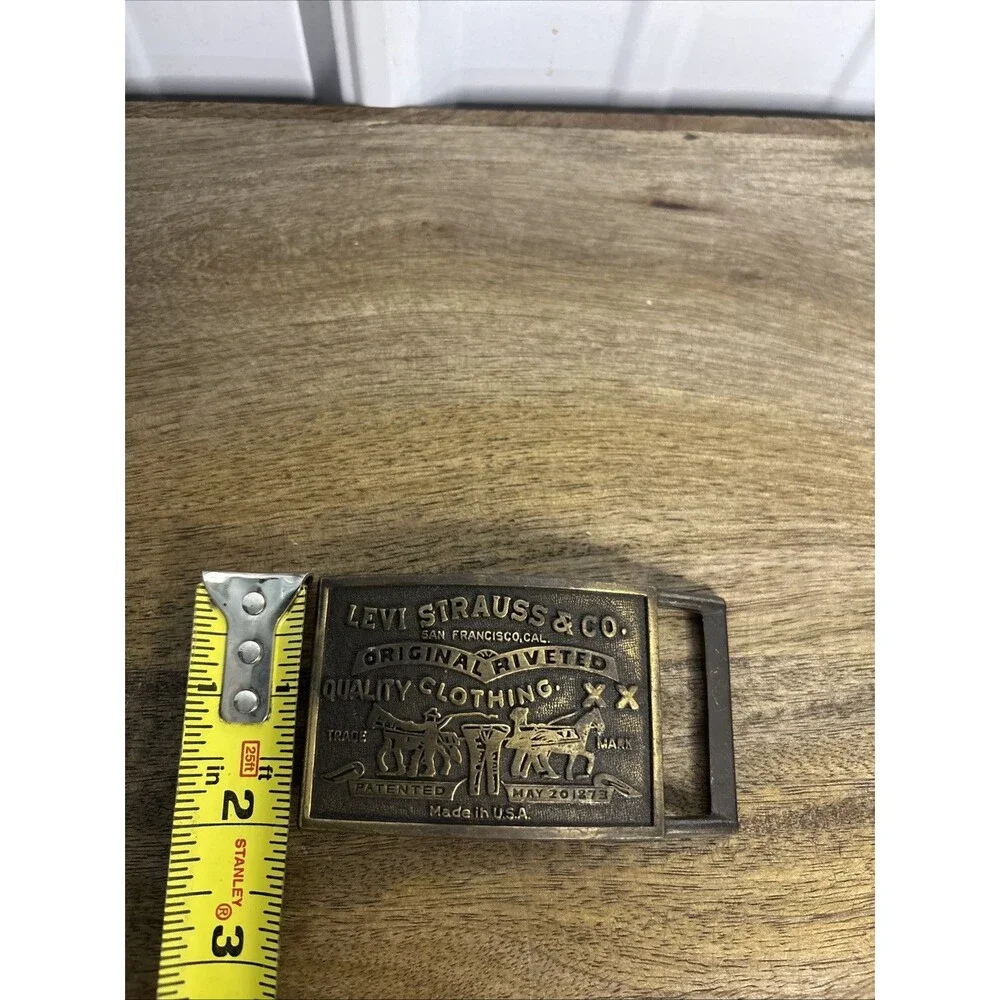 Vintage 1970s Levi Strauss & Co. Original Brass Belt Buckle Made in USA